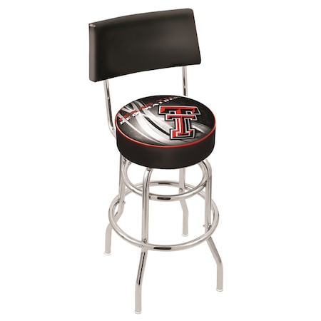 Holland Bar Stool Co 25" Chrome 2-Ring Texas Tech Swivel Bar Stool, Back L7C425TXTech-D2